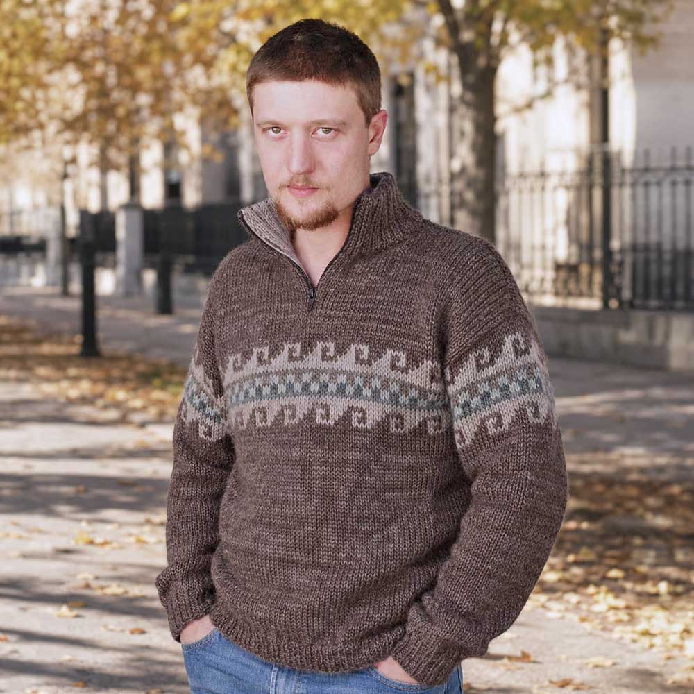 Alpaka-Pullover Hugo mit Garnstärke 3/10 im Doppelfaden Herren Alpaka-Pullover Hugo mit Garnstärke 3/10 im Doppelfaden